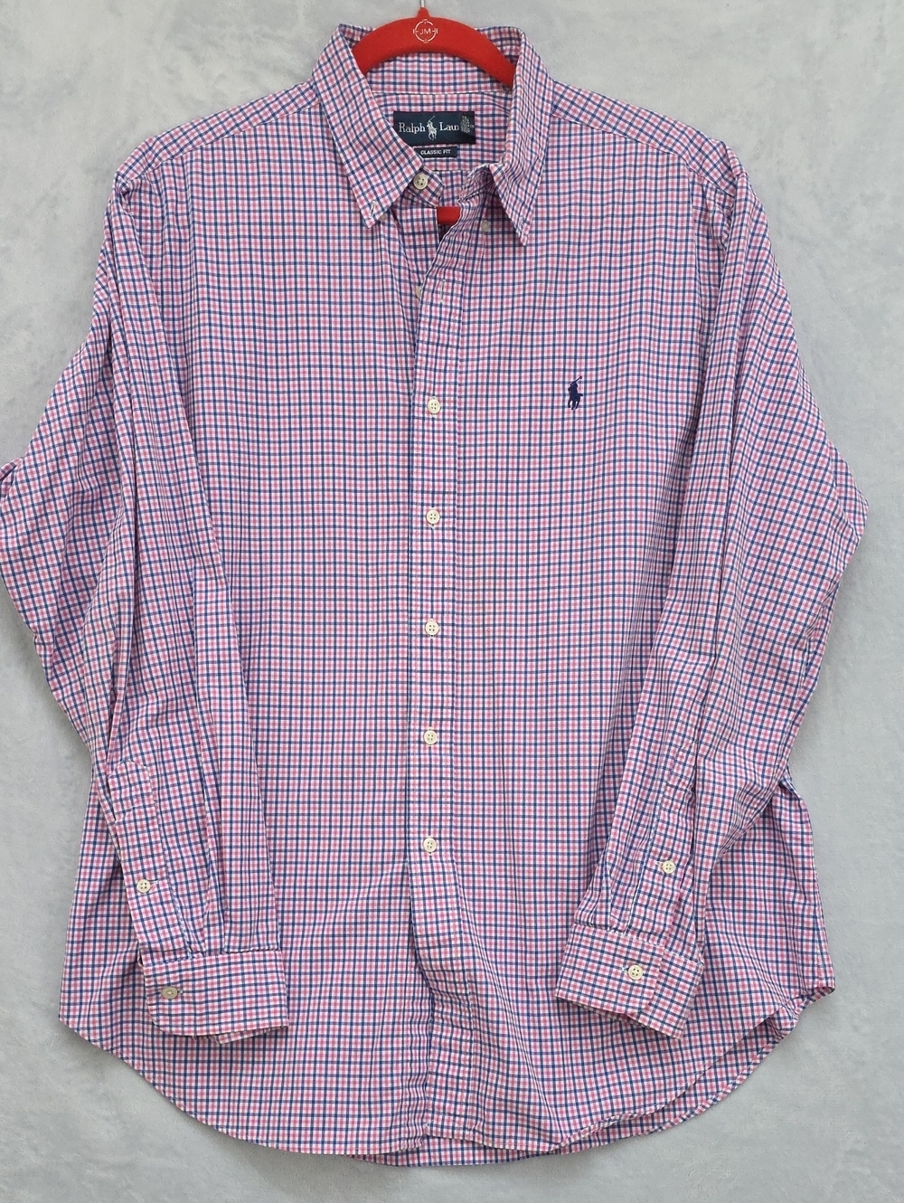 Ralph Lauren Pink and Blue Check Button-Down Shirt Classic Fit XL